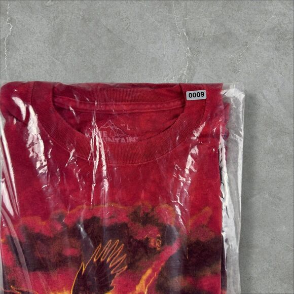 Red Native American Tie Dye The Mountain T-shirt with Eagle Nature Scene - Large - Picture 7 of 7
